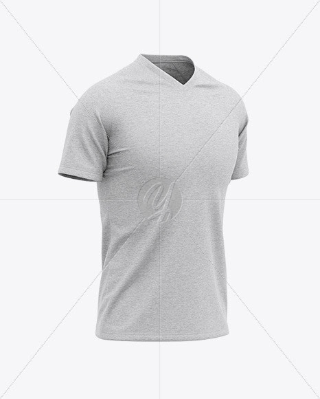 Download Download Men's Heather V-Neck T-Shirt Mockup - Front Half ...