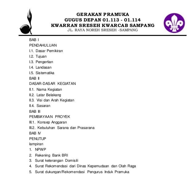 Contoh Cover Proposal Kegiatan Pramuka - Contoh Four