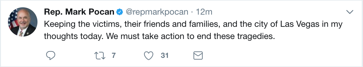 Turn on images to see Rep. Mark Pocan's Tweet about the Las Vegas shooting.