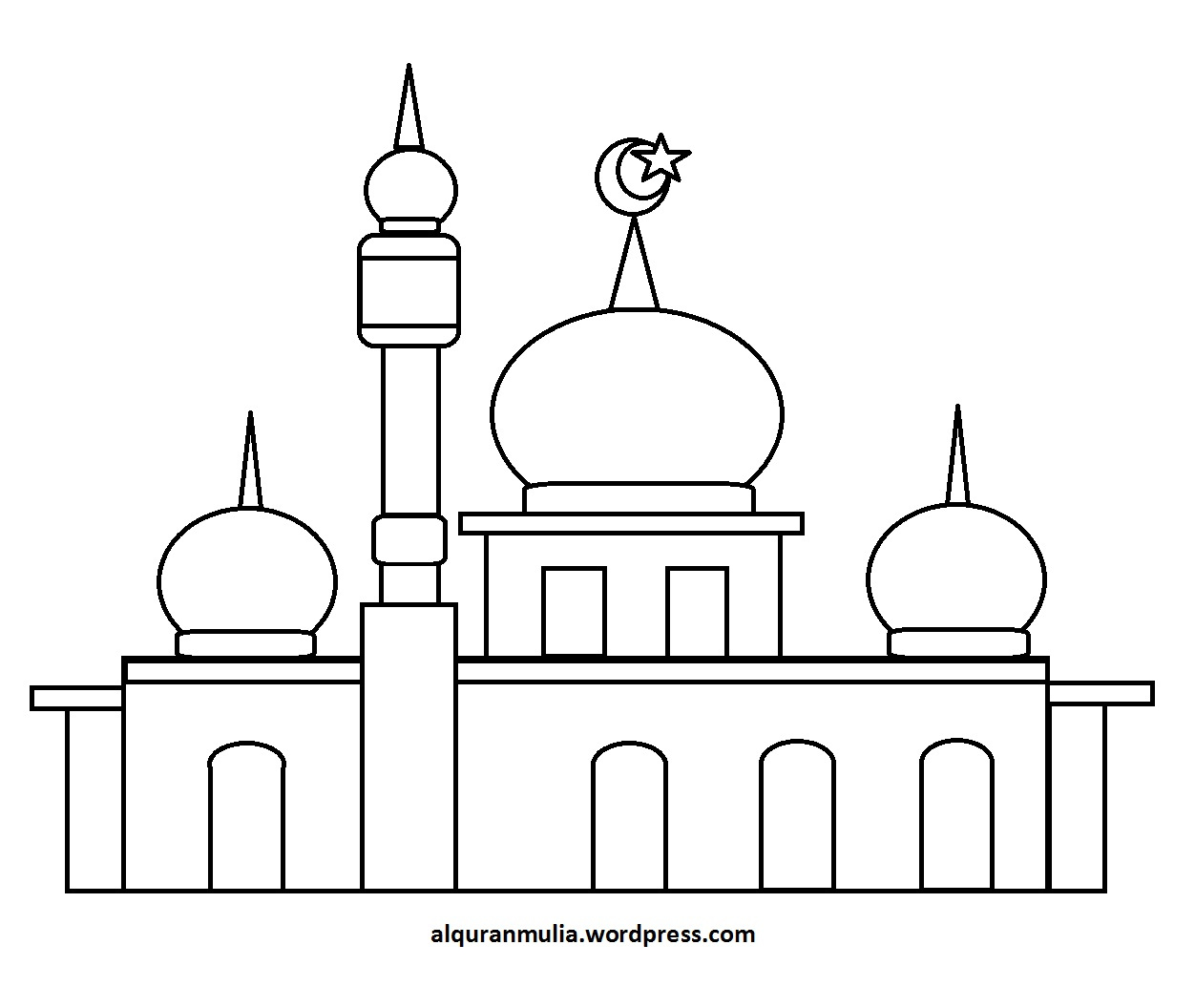 Sketsa Gambar Masjid Untuk Lomba Mewarnai Warnai Gambar