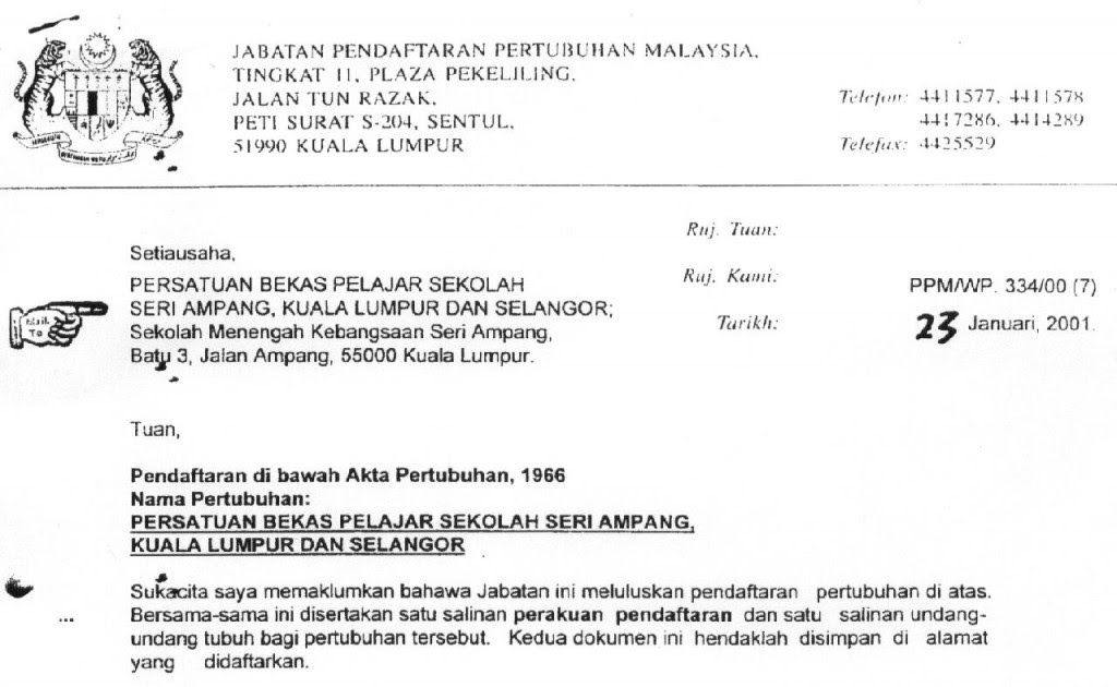 Surat Rasmi Kepada Menteri Besar Pahang - HRasmi