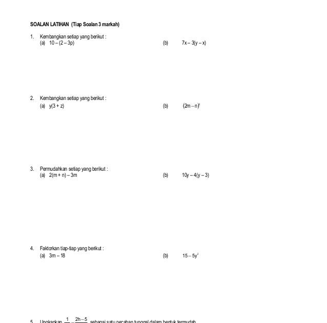 Contoh Soalan Pecahan Algebra - Pijaten