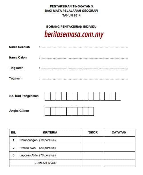 Contoh Borang Soal Selidik Folio Geografi Tingkatan 3 2011 
