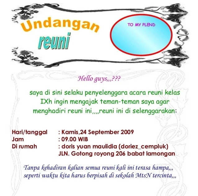 Contoh Undangan Reuni Kampus - Contoh Isi Undangan