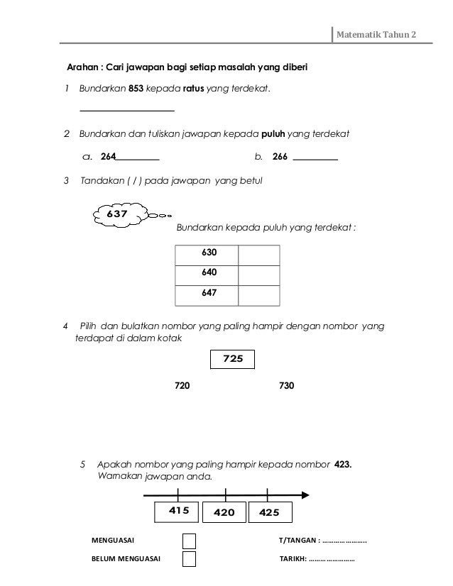 Soalan Masalah Matematik Tahun 1 - Jalan Permata 2