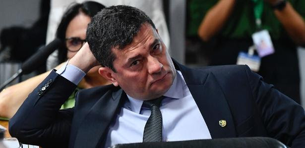 O senador Sergio Moro (UB-PR) em audiência da CPI dos atos de 8/1