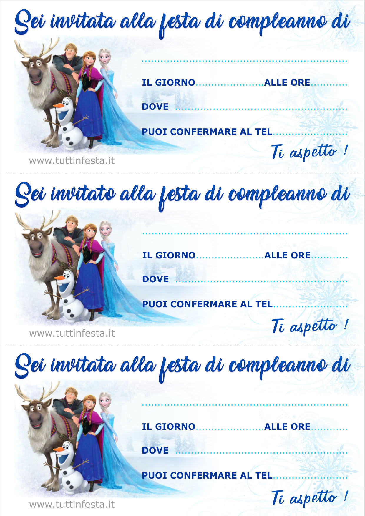 Inviti Compleanno Frozen Da Stampare Stampae Colorare