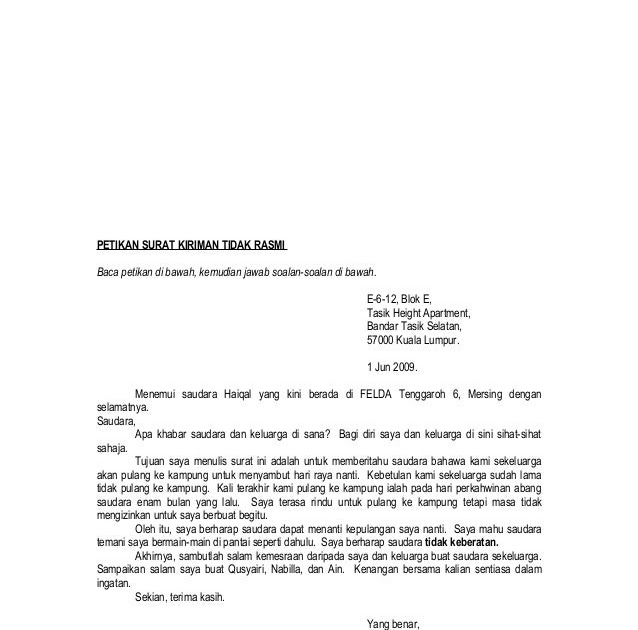 Surat Rasmi Felda - Surat W