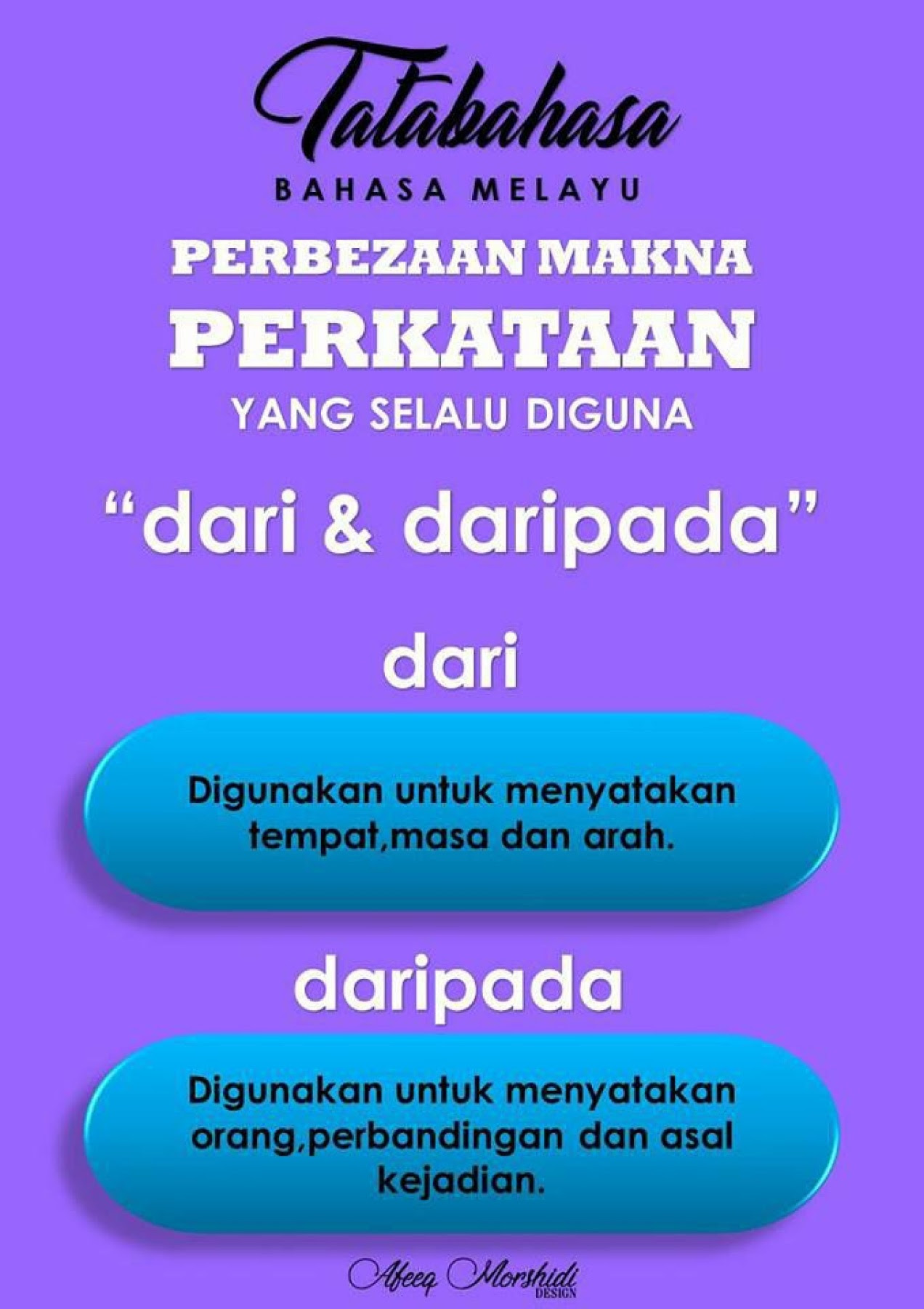 beza dari dan daripada
