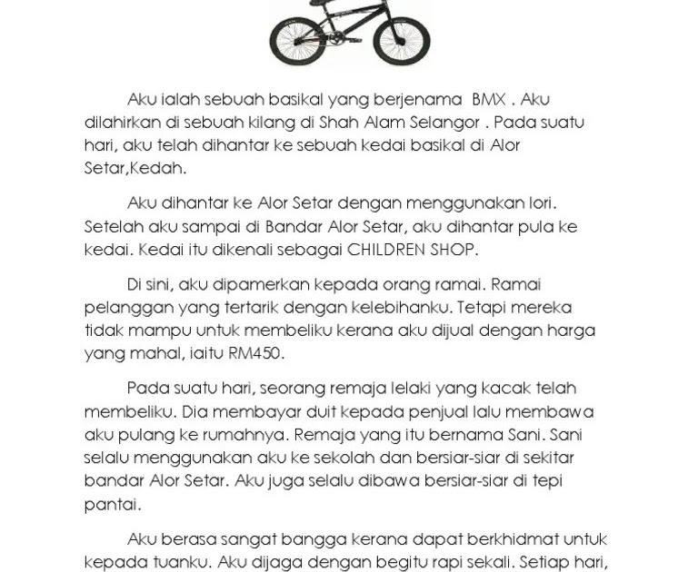 Kerangka Karangan Aku Sebuah Basikal