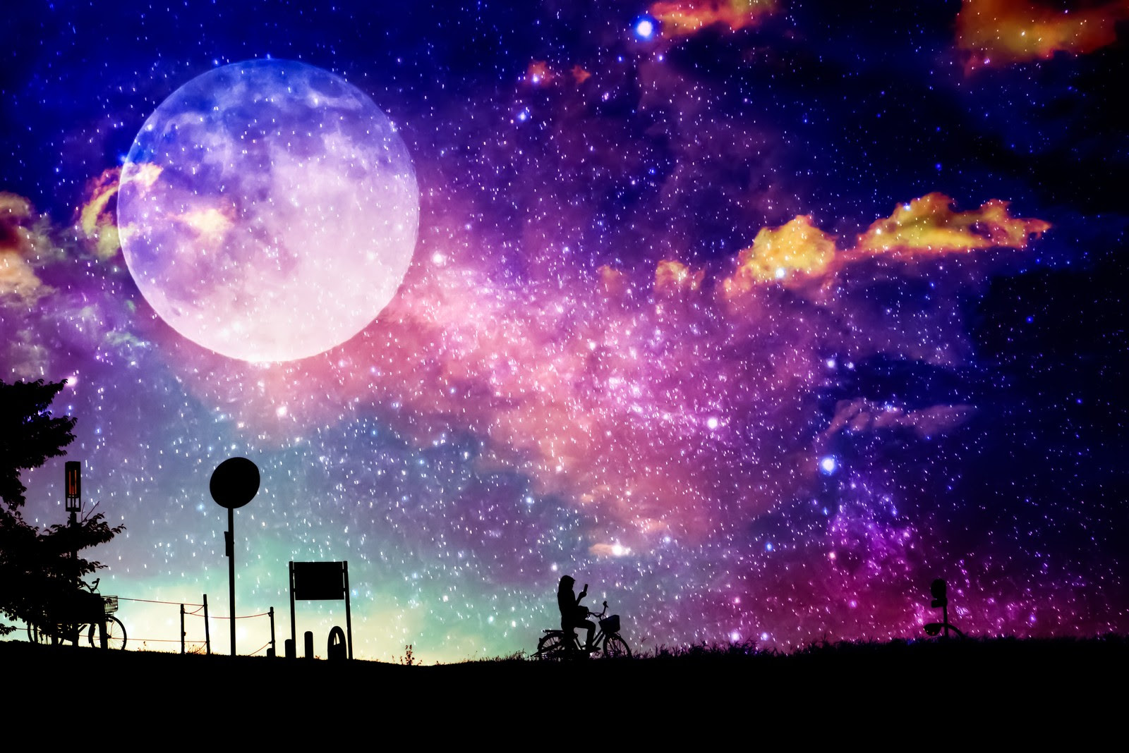 選択した画像 幻想的 夜空 月 イラスト 綺麗