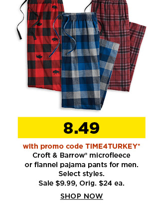 8.49 croft & barrow fleece or flannel pajama pants for men. shop now.