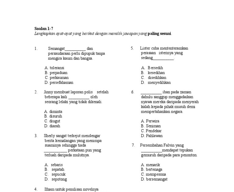 Contoh Soalan Karangan Kemerdekaan - Catet f