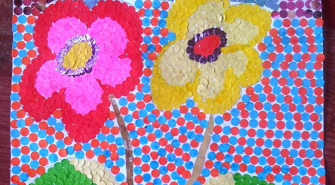  Gambar  Mozaik  Bunga Mawar