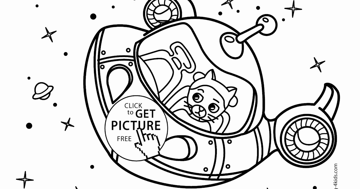 Space With Rocket For Kids With Cat Printable Free ...