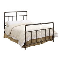 Full size bed in black antique brass finish