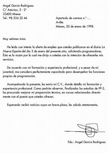 Carta De Presentacion Ejemplo - t Carta De