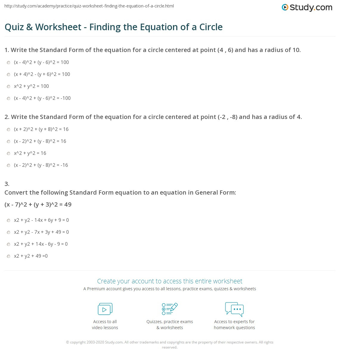 35 Equations Of Circles Worksheet Answer Key - Worksheet ...