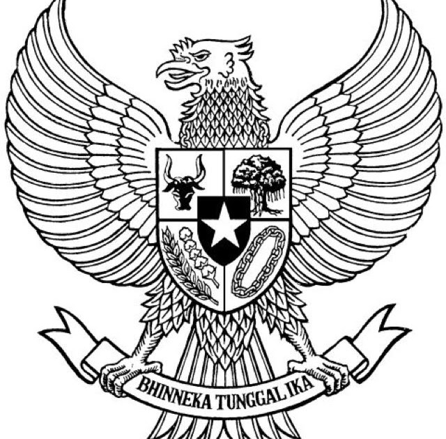 Sketsa Gambar Garuda  Pancasila Hitam  Putih  Semburat Warna