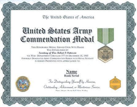 The award is given by local commanders, allowing for generous interpretation of the criteria for which the medal is given. Army Commendation Medal Display Recognition