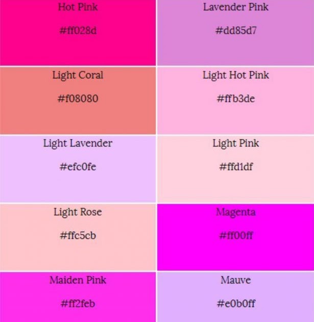 95 Baru Jenis Jenis Warna  Pink  Dan  Namanya Macam Macam Warna 