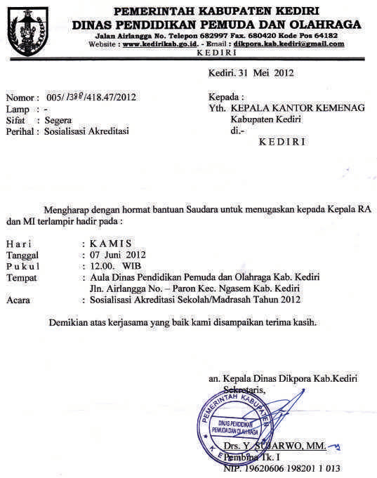 Contoh Surat Resmi Sekolah Dasar Yang Benar