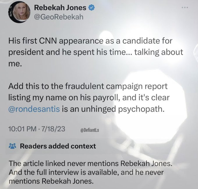 Hypocrite Rebekah Jones make false claims about Desantis and proven wrong by fact checkers.