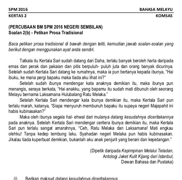 Contoh Soalan Bm Spm - Selangor s