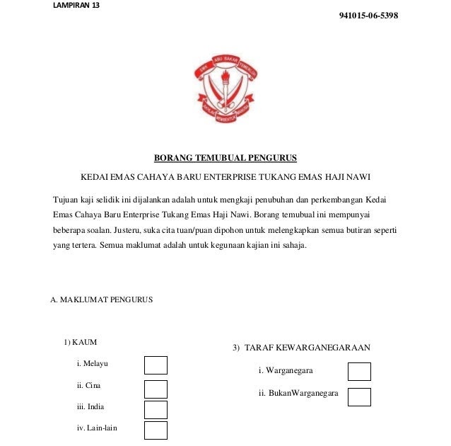 Contoh Soalan Temubual Pengurus - Muharram m