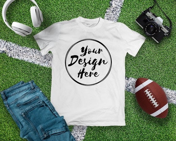 Download Free Blank White Football T-Shirt Apparel Mockup Top View ...
