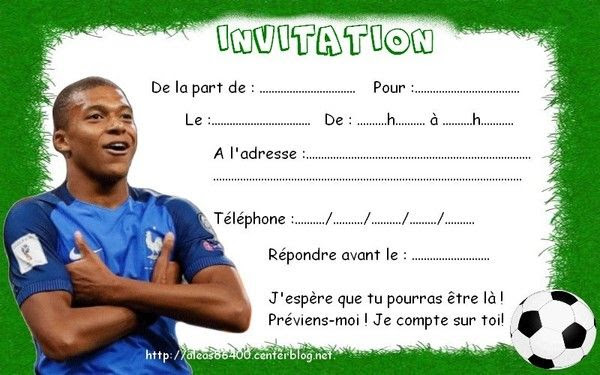 Invitation Anniversaire Theme Foot Billi