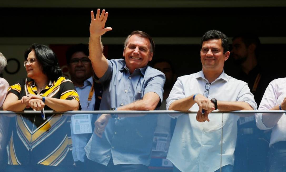 Damares, Bolsonaro e Moro assistem à partida da Supercopa do Brasil Foto: ADRIANO MACHADO / REUTERS