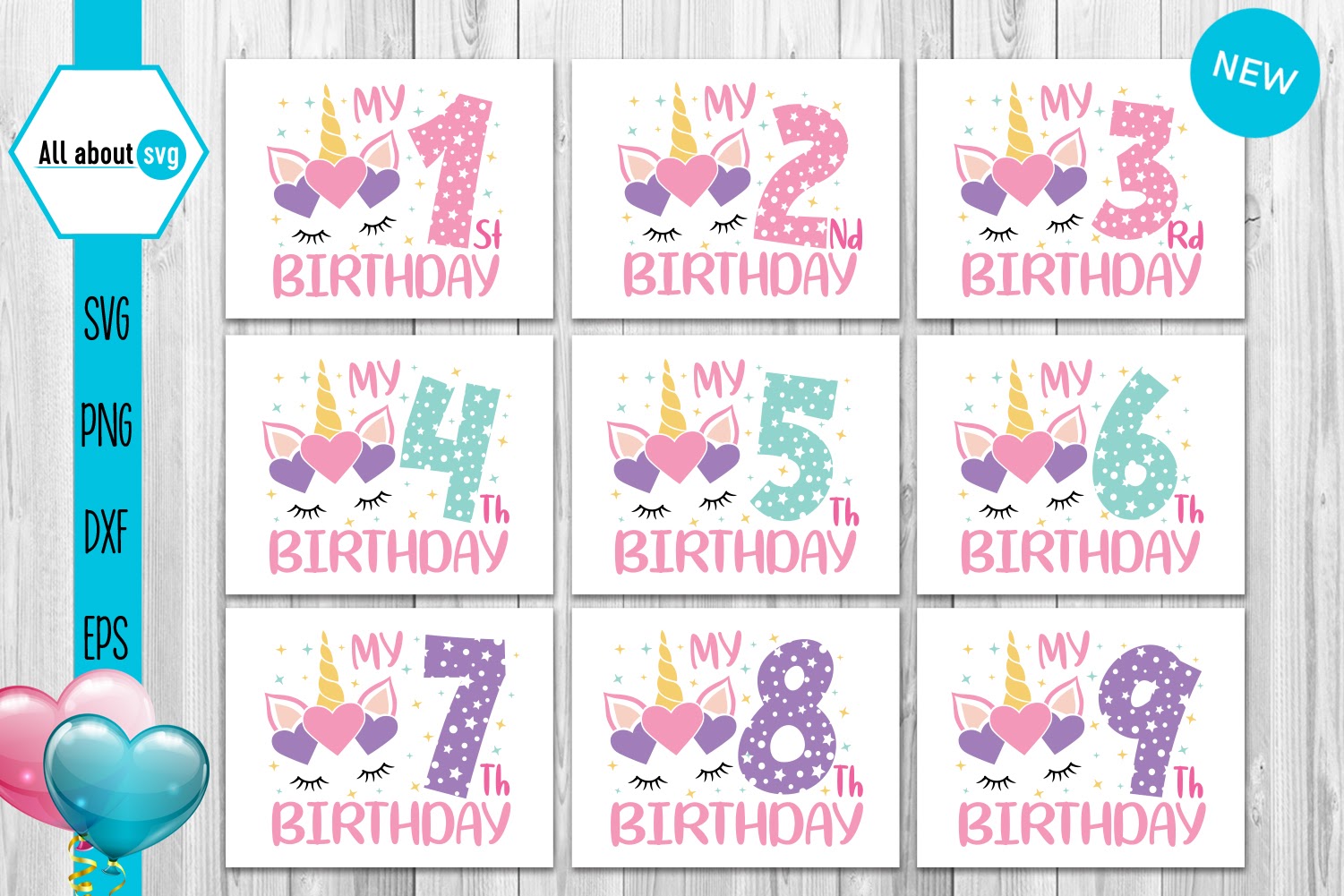 Download Free Unicorn Birthday Numbers Bundle Svg Png Eps Amp Dxf Svg Png Eps Dxf File