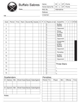 Printable Hockey Score Sheet