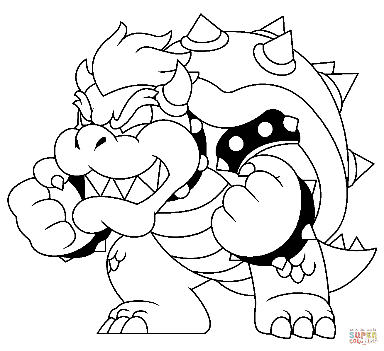 Dry bowser is fought again in the eighth castle, although he is defeated. Bowser Coloring Page Free Printable Coloring Pages