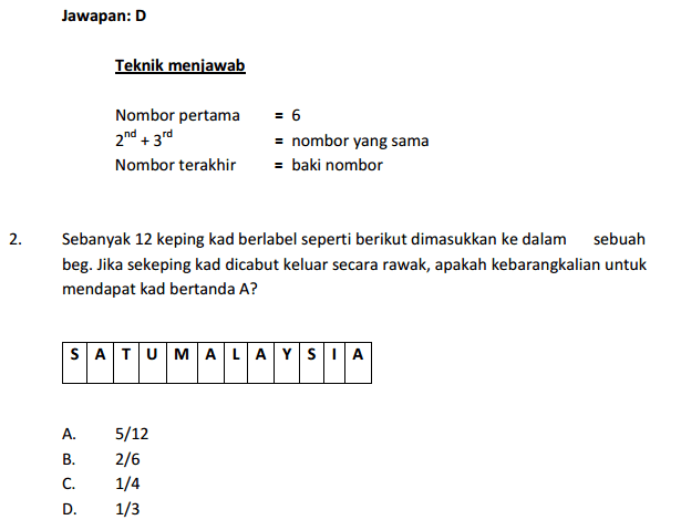 Contoh Soalan Penyelesaian Masalah Matematik Tahun 4 - 13 