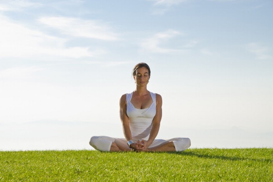 Butterfly Pose Effects : Young yoga sporty woman in ...