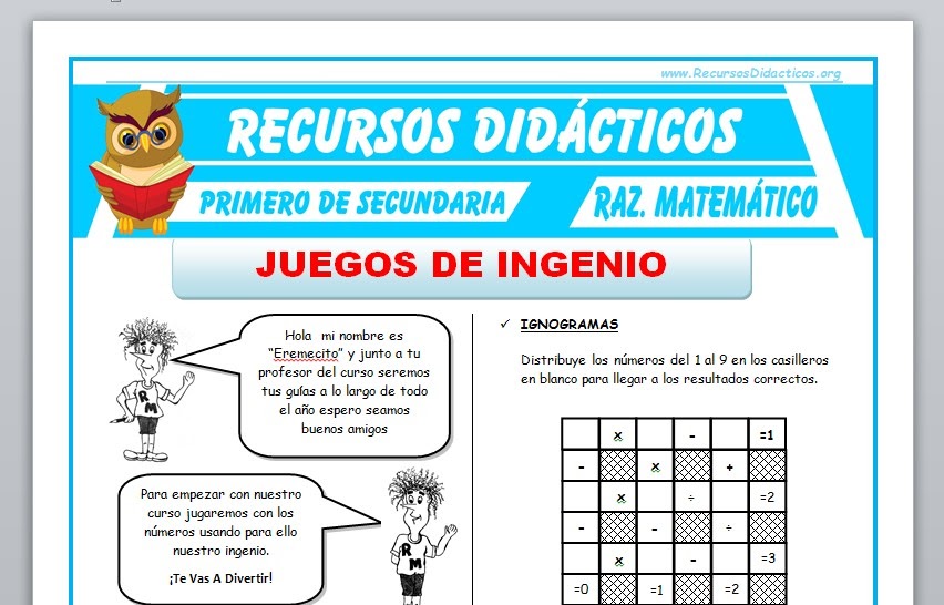 Un Juego Matematico Para Secundaria / 4 Juegos Educativos ...