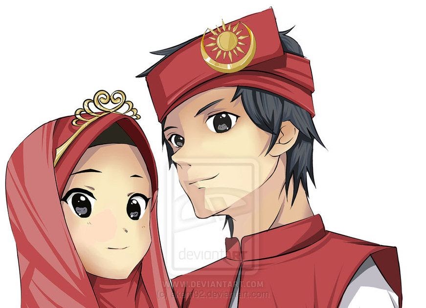 Paling Populer 47 Gambar  Kartun  Muslimah  Couple  Terpisah 