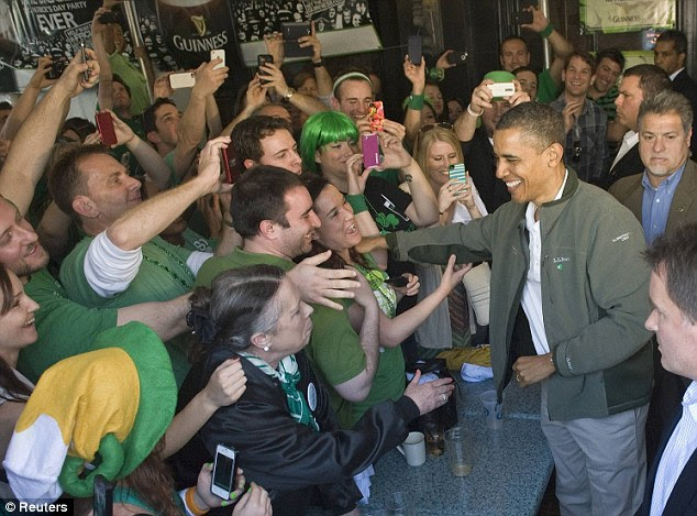 Support: The Dubliner's owner predicted that the president could, at least on St Patrick's Day, count on the support of the millions of Americans who claim Irish ancestry