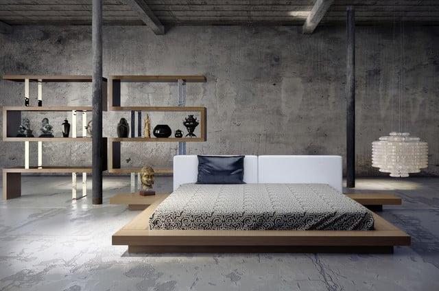 Providing a striking contrast is the gray leatherette upholstered headboard. How To Make A Modern Low Profile Bed Home Decor Help