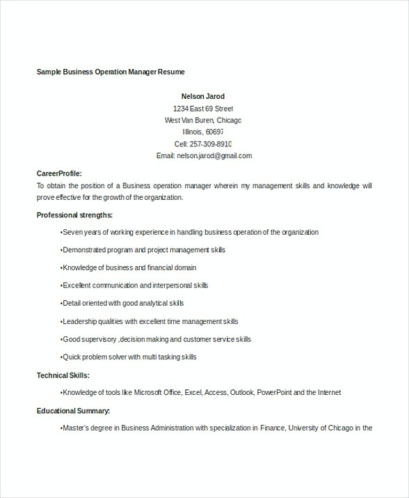 The operations manager is responsible for ensuring the flawless operation of the production departments involved in a project development process. Bank Branch Manager Resume