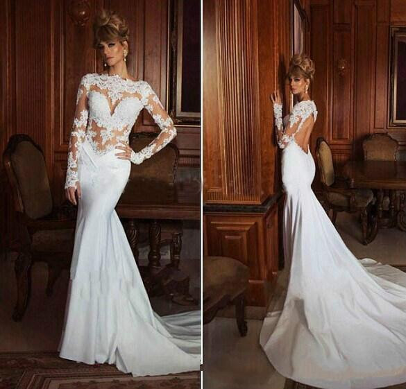 White wedding dresses, wedding dresses with fur, long mermaid wedding dresses, new arrival wedding dresses high quality wedding dresses the back is so pretty 2014 berta vintage lace wedding dresses bateau deep v open back long sleeve charpel train pearls fitted mermaid. 2015 Hot 2014 New Arrival Sexy Open Back Stain And Lace Long Sleeve Mermaid Wedding Dresses Online With 134 65 Piece On Hjklp88 S Store 2252338 Weddbook