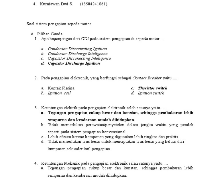 Contoh Soal Pilihan Ganda Sistem Pengisian - Bright Ideas