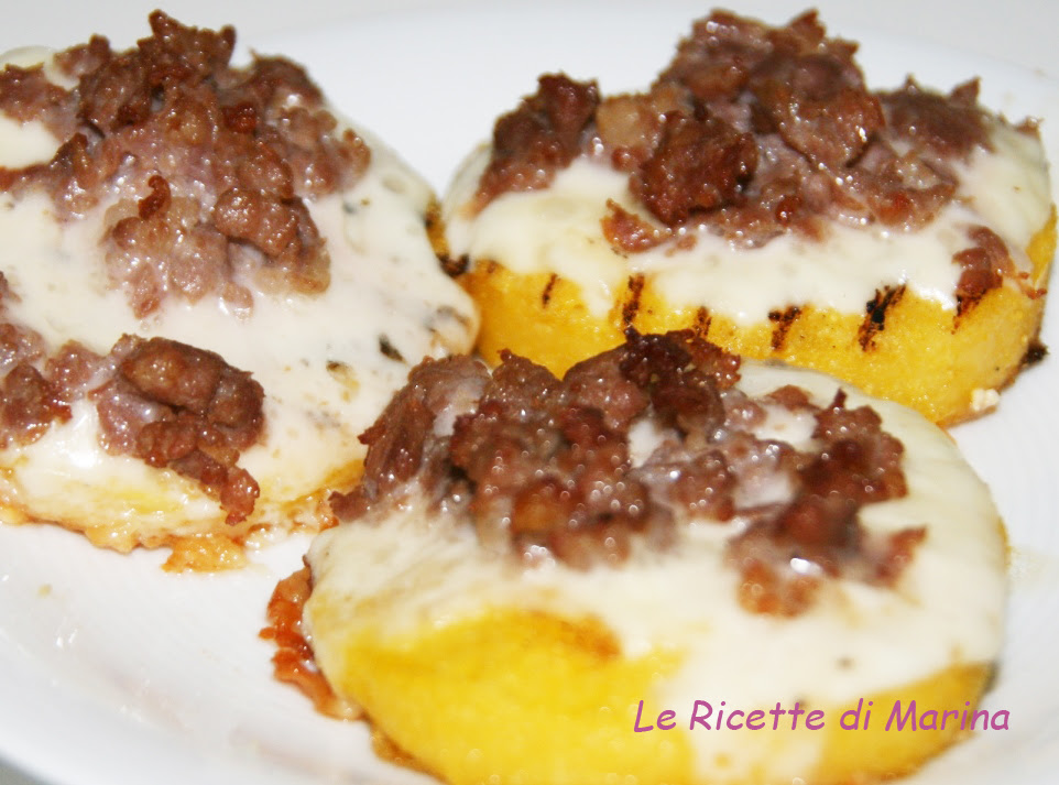 Печень телячья по феррарски с полентой. Crostoni Di Polenta Con Salsiccia E Taleggio Le Ricette Di Marina
