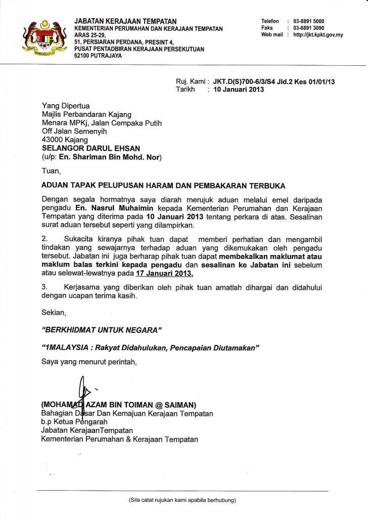 Contoh Surat Rasmi Aduan Longkang Tersumbat - Xiaominismes