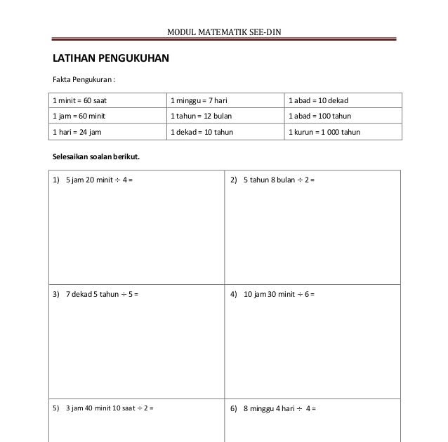 Soalan Operasi Bahagi Tahun 3 - Selangor k