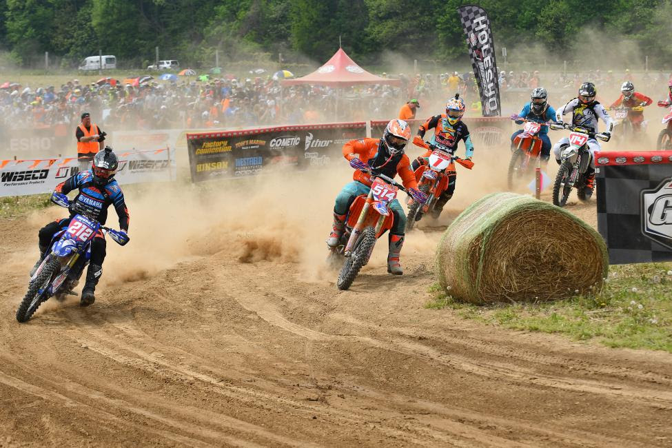 Steward Baylor Jr. (#514) grabbed the XC1 holeshot, but Ricky Russell and Kailub Russell were not far behind.