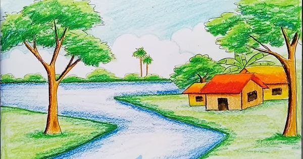 Colour Scenery Drawing With Sketch Pen - art-er