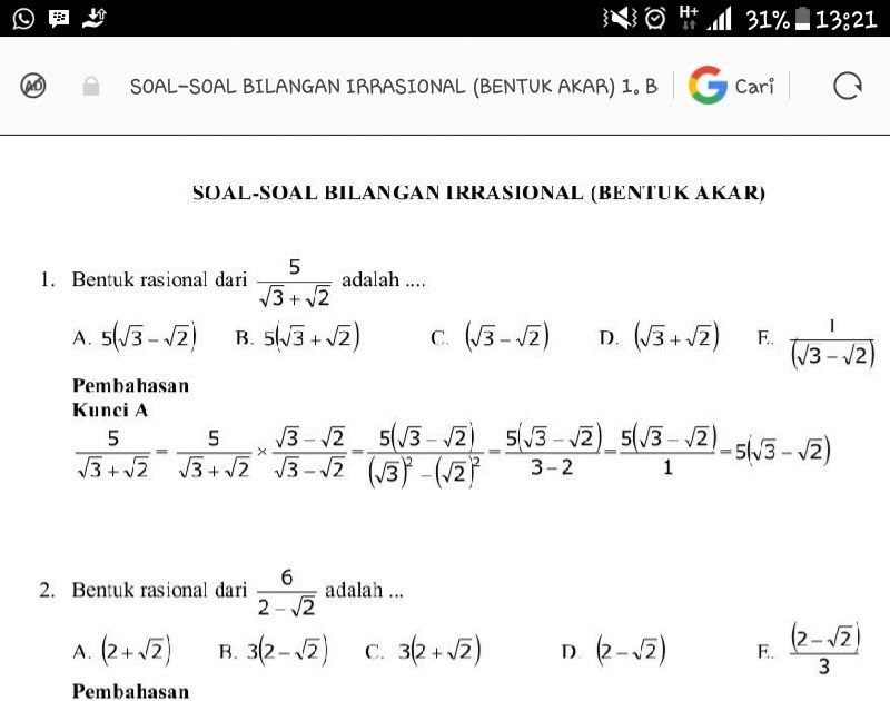 Soal Matematika Nusantara Taruna